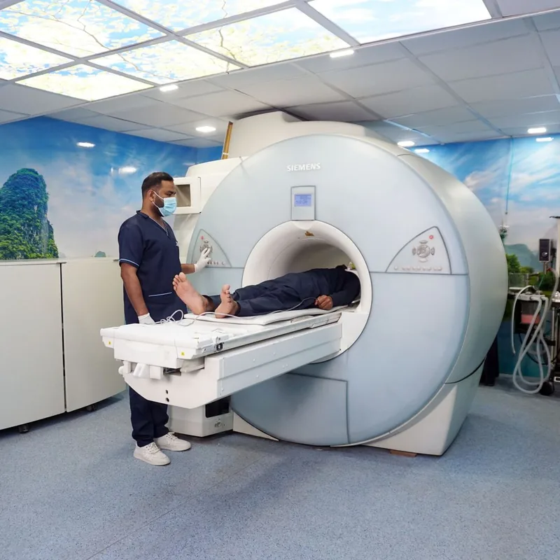imaging-014 MRI scanner suite in a diagnostic imaging clinic
