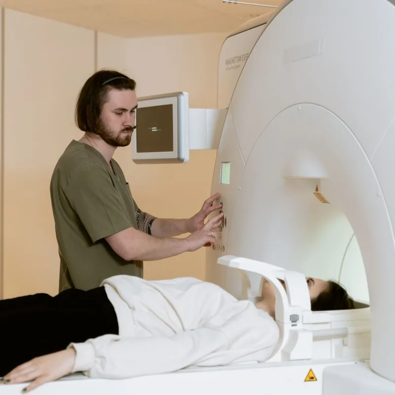 MRI scanner suite in a diagnostic imaging clinic