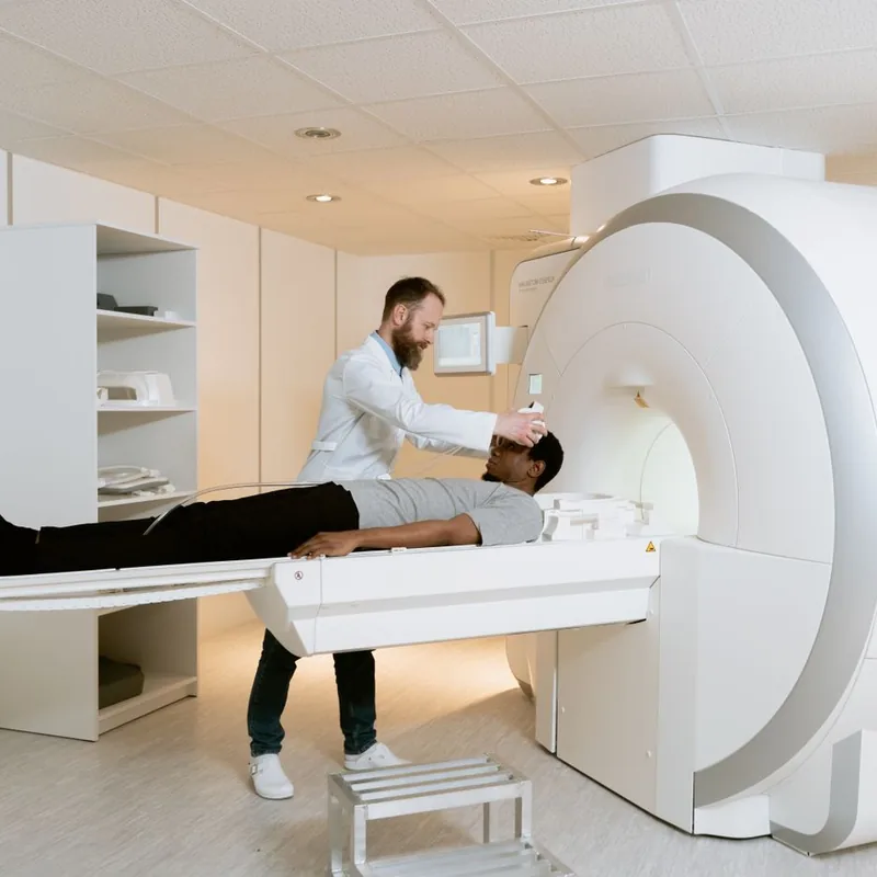 MRI scanner suite in a diagnostic imaging clinic